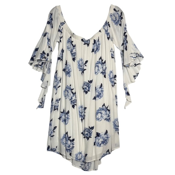 Blu Pepper Plus Size Floral Boho Tunic Dress Ruffle Sleeves 3XL - Picture 2 of 4